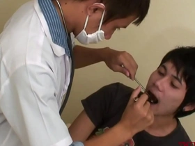 Slim asian patient barebacked by doctor for cumshot