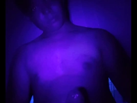 Asian twink jacks off and cums 5 (with blacklight)