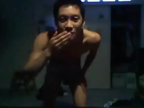 Smiling asian hottie wanks and cumzzz