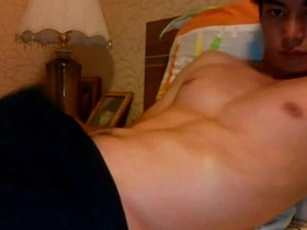 Handsome asian guy masturbate